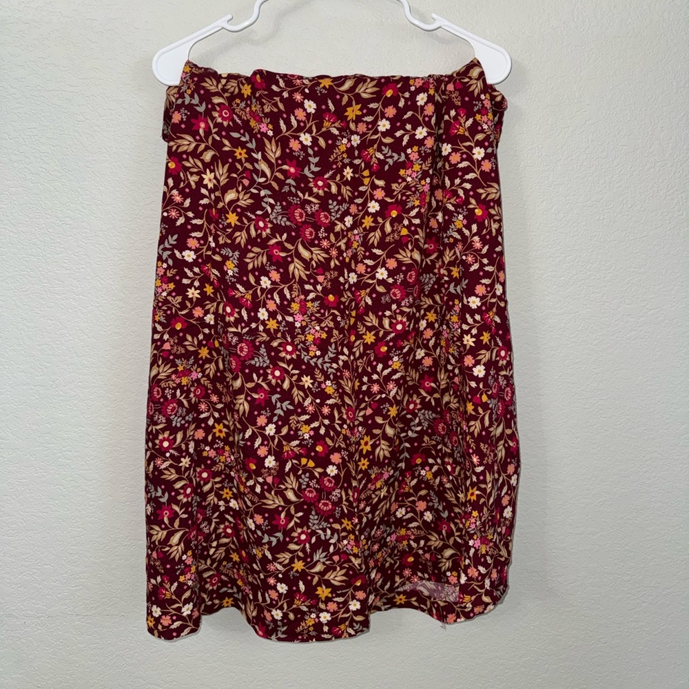 Croft & Barrow Burgundy Floral Midi Skirt